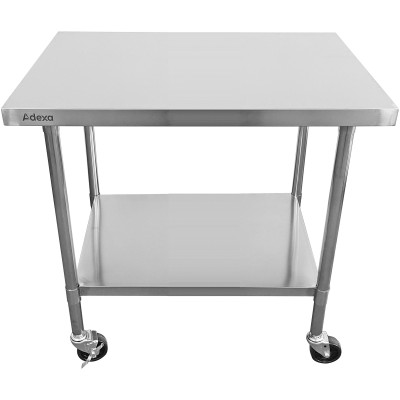 Arbejdsbord med hjul og justerbare fødder underhylde i rustfrit stål 800x600x850/930mm | Adexa WT6080CWO