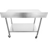 Arbejdsbord med hjul og justerbare fødder i rustfrit stål underhylde Kant 800x700xx850/930mm | Adexa WT7080C