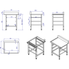 Dispenser i venstre side 600x650x850mm med opvaskekurvholder med Kant i rustfrit stål | Adexa WTF6065R