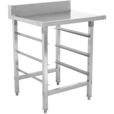 Dispenser i venstre side 600x650x850mm med opvaskekurvholder med Kant i rustfrit stål | Adexa WTF6065R
