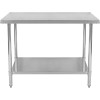 Kommercielt arbejdsbord i rustfrit stål Bundhylde 800x700x900mm | Adexa WT7080WO