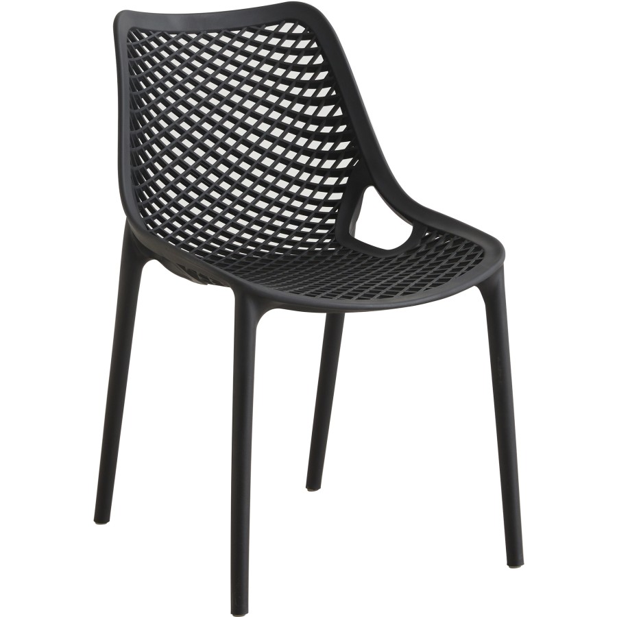 Spisebordsstol i plast og glasfiber sort indendørs/udendørs | Adexa WW036BLACK