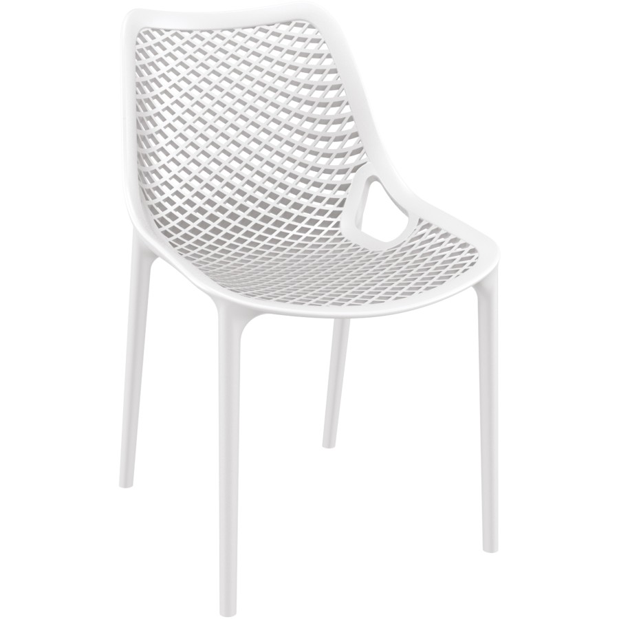 Spisebordsstol i plast og glasfiber hvid indendørs/udendørs | Adexa WW036WHITE