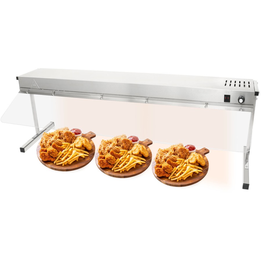 Opretstående varmebro / varmehylde med belysning og hostebeskyttelse 1250x315x457mm | Adexa XDHHC1200SG