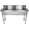 Smal køkkenvask rustfrit stål 1 stor skål Kant 1200x450x800mm Runde ben | Adexa YDPS12038