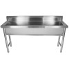 Smal grovvask rustfrit stål 1 stor skål Kant 2000x450x800mm Runde ben | Adexa YDPS20038