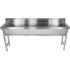 Smal køkkenvask rustfrit stål 1 stor skål kant 1800x450x800mm Runde ben | Adexa YDPS18038