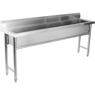Smal køkkenvask rustfrit stål 1 stor skål kant 1800x450x800mm Runde ben | Adexa YDPS18038