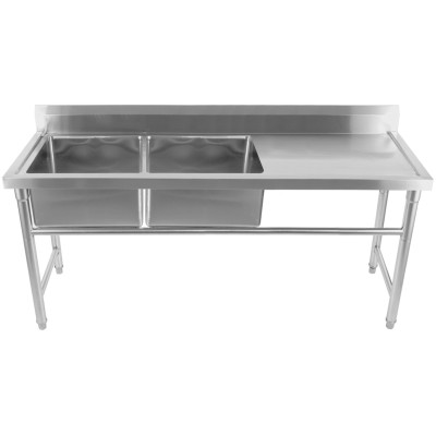 Vask i rustfrit stål 1570x600x900mm 2 kroge til venstre Kant | Adexa YDRST60160X2L
