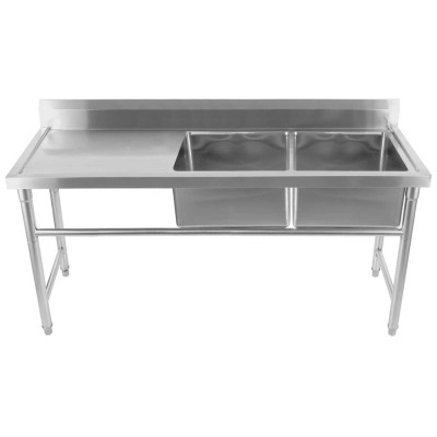 Vask i rustfrit stål 1570x600x900mm 2 kroge til højre Kant | Adexa YDRST60160X2R