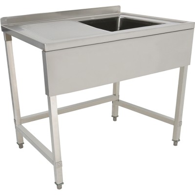 Vask Rustfrit stål 1000x700x900mm 1 skuffe til højre Stænkskærm 50mm | Adexa DSE1070R