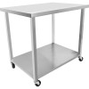 Arbejdsbord med Hjul i Rustfrit Stål med Underhylde Firkantede Ben 1800x600x900 mm | Adexa DWTC60180