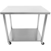 Arbejdsbord med Hjul i Rustfrit Stål med Underhylde Firkantede Ben 1800x600x900 mm | Adexa DWTC60180