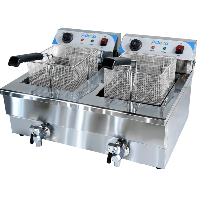 Professionel Friture 2 x 16 Liter 3+3 kW Bordmodel med Aftapningshane | Adexa IEF162V