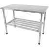 Højdejusterbart arbejdsbord i rustfrit stål 1200 x 600 x 700–1000 mm med understøtteben og hylde | Adexa MCEWA60120