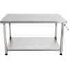 Højdejusterbart arbejdsbord i rustfrit stål 1200 x 600 x 700–1000 mm med hylde nedenunder | Adexa MCEWB60120