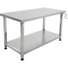 Højdejusterbart arbejdsbord i rustfrit stål 1200 x 600 x 700–1000 mm med hylde nedenunder | Adexa MCEWB60120