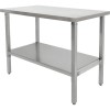Højdejusterbart arbejdsbord i rustfrit stål 1200 x 600 x 700–1000 mm med hylde nedenunder | Adexa MCEWB60120