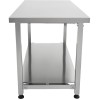 Højdejusterbart arbejdsbord i rustfrit stål 1200 x 600 x 700–1000 mm med hylde nedenunder | Adexa MCEWB60120