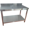 Arbejdsbord i rustfrit stål Underhylde Bagkant Firkantede ben 600x700x900mm | Adexa QNH11122