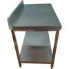 Arbejdsbord i rustfrit stål Underhylde Bagkant Firkantede ben 600x700x900mm | Adexa QNH11122