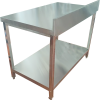 Arbejdsbord i rustfrit stål Underhylde Bagkant Firkantede ben 600x700x900mm | Adexa QNH11122