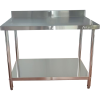 Arbejdsbord i rustfrit stål Underhylde Bagkant Runde ben 600x700x900mm | Adexa QNH1150