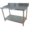 Arbejdsbord i rustfrit stål Underhylde Bagkant Runde ben 600x700x900mm | Adexa QNH1150