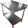Arbejdsbord i rustfrit stål Underhylde Bagkant Runde ben 600x700x900mm | Adexa QNH1150