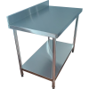 Arbejdsbord i rustfrit stål Underhylde Bagkant Runde ben 600x700x900mm | Adexa QNH1150