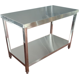 Arbejdsbord i rustfrit stål Underhylde Firkantede ben 600x600x900mm | Adexa QNH1174