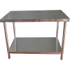 Arbejdsbord i rustfrit stål Underhylde Runde ben 600x600x900mm | Adexa QNH1102