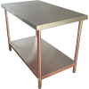 Arbejdsbord i rustfrit stål Underhylde Runde ben 600x600x900mm | Adexa QNH1102