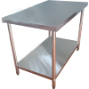 Arbejdsbord i rustfrit stål Underhylde Runde ben 600x600x900mm | Adexa QNH1102