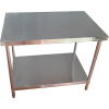 Arbejdsbord i rustfrit stål Underhylde Runde ben 600x600x900mm | Adexa QNH1102