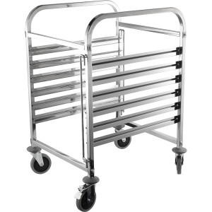 Kantinevogn 6xGN2/1 kantiner/bakker Rustfrit stål 590x670x970mm Akselafstand 80mm | Adexa RT2106