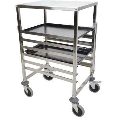 Dejvogn/bagerivogn med topplade 6x600x400mm plader rustfrit stål 470x620x970mm akselafstand 80mm | Adexa RT6406T
