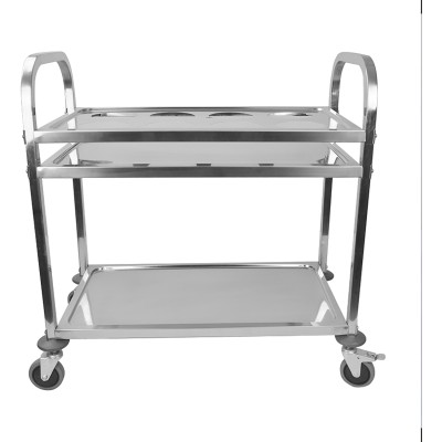 Serveringsvogn / Drikkevogn til flasker og beholdere Rustfrit stål 2 hylder, heraf 1 med flaskeramme Firkantede rør 850x450x900mm | Adexa SCT2A