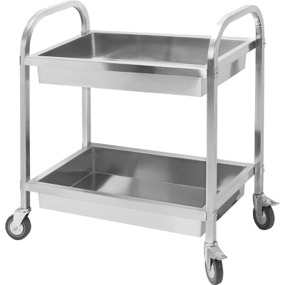 Serveringsvogn Rustfrit stål 2 dybe hylder Firkantede rør 950x500x950mm | Adexa SDT2A