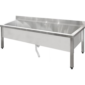 Lav vask/moppevask i rustfrit stål 1 stor vask Stænkplade 1500x600x550mm Firkantede ben | Adexa SMSJY15060