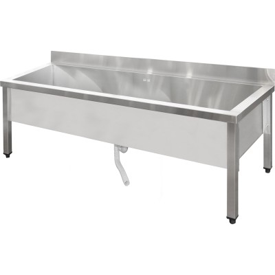 Lav vask/moppevask i rustfrit stål 1 stor vask Stænkplade 1500x600x660mm Firkantede ben | Adexa SMSJY15060