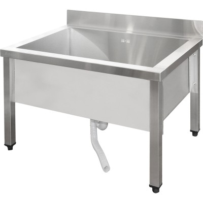 Lav vask/moppevask i rustfrit stål 1 stor vask Stænkskærm 800x600x660mm Firkantede ben | Adexa SMSJY8060