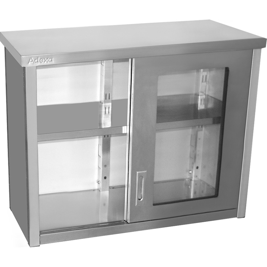 Vægskab med glasskydedøre i rustfrit stål 1000x400x800mm | Adexa SWCGDHH100402