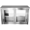 Vægskab med glasskydedøre i rustfrit stål 1200x400x800mm | Adexa SWCGDHH120402