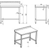 Arbejdsbord i rustfrit stål Uden underhylde Med bagkant 400x600x900mm | Adexa SWTB6040B