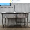 Køkkenvask Rustfrit stål 1 stor skål Kant 1500x700x900mm Runde ben | Adexa PSR15070
